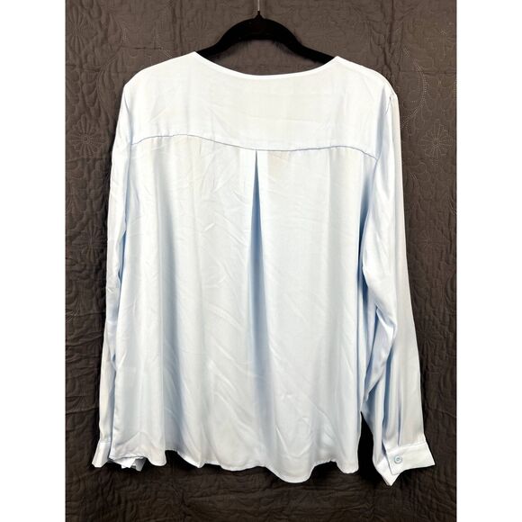 ACEVOG Women Chiffon Blouses LS Work Shirt Formal Casual Wear Blue SZ XXL: NWT - Picture 2 of 9